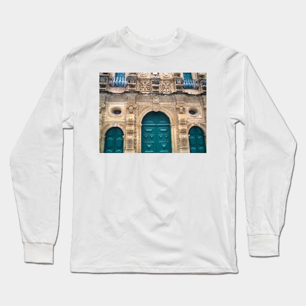 Baroque church with carved stone facade Long Sleeve T-Shirt by Marccelus